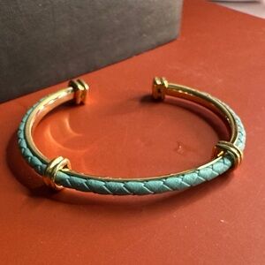 Gold and Teal Braided Bracelet